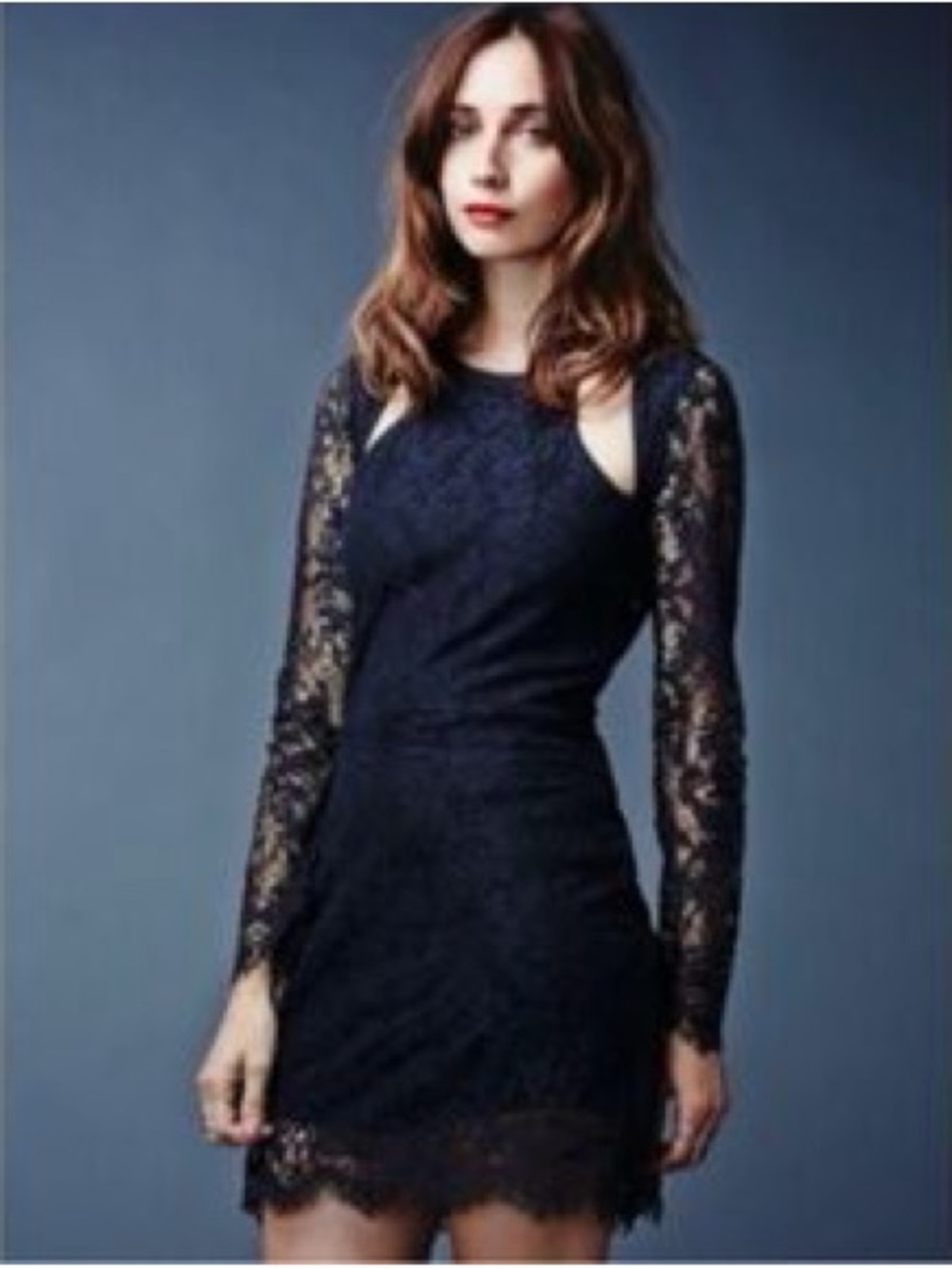 For Love & Lemons “Eternal Love” Black Lace Long-Sleeve Dress